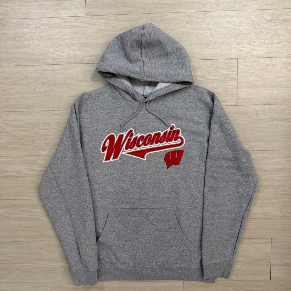 Y2K University Of Wisconsin Grey Lightweight Hoodie Mens Size Medium